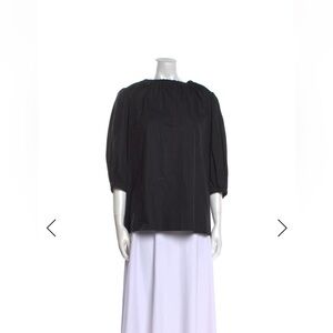 Goop G Black Puff Sleeve Top with White Maxi Skirt